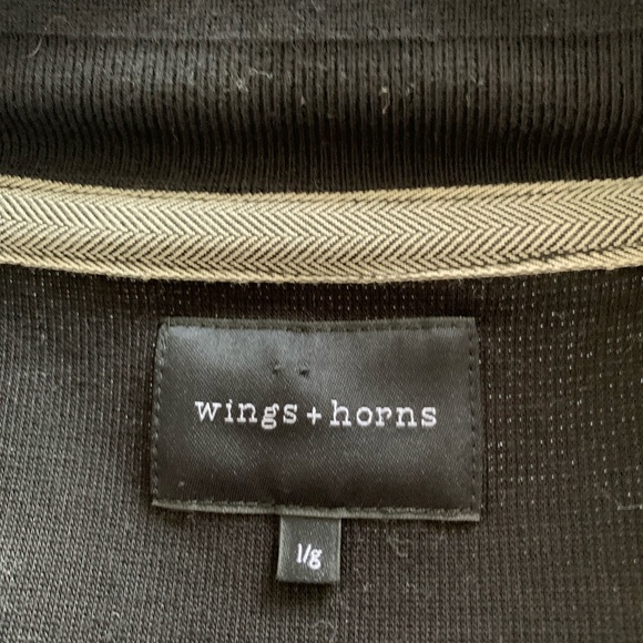 Wings+Horns Mens Full zip up Bomber Jacket Black Size Large - Picture 3 of 3